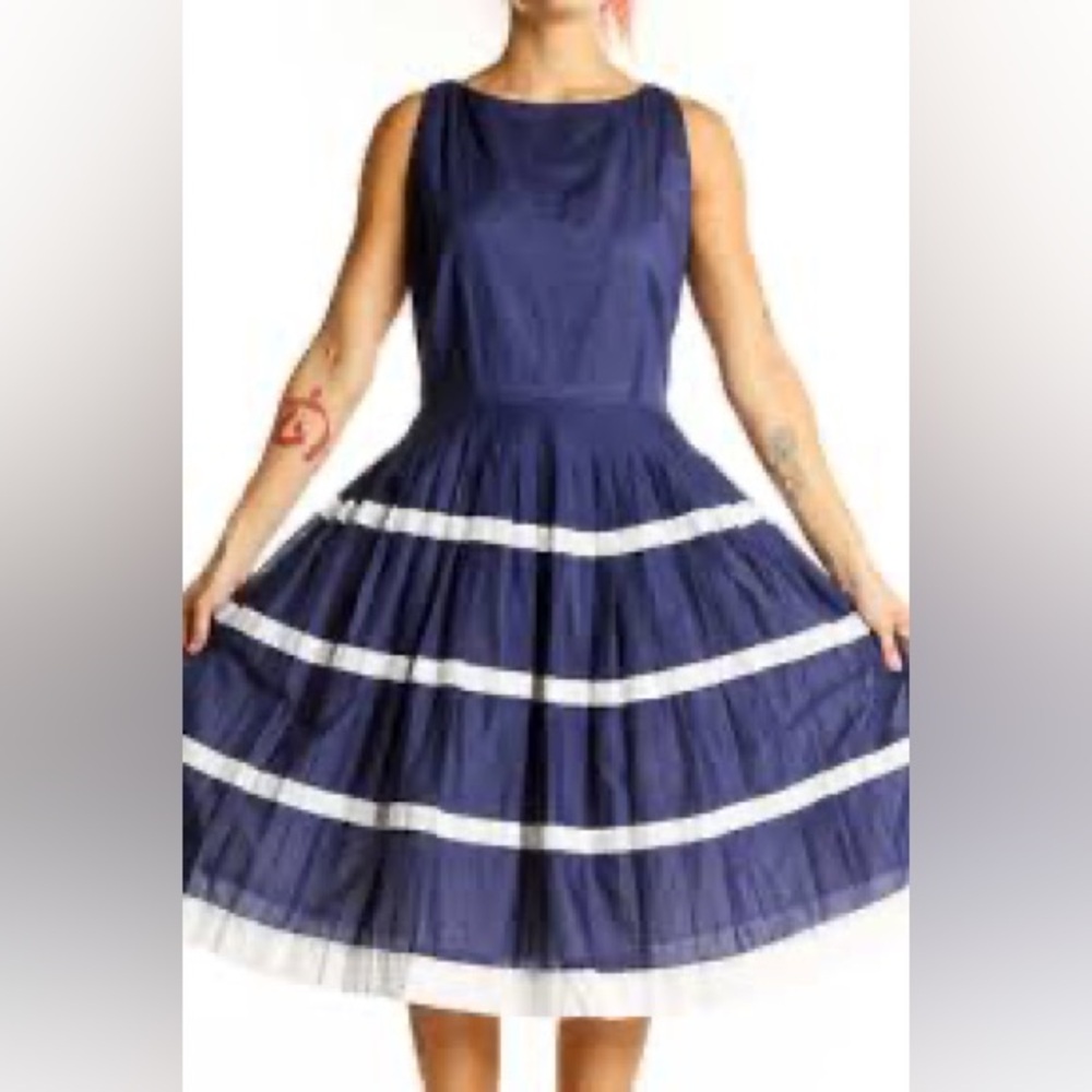 Talbots Navy and White Casual Dress